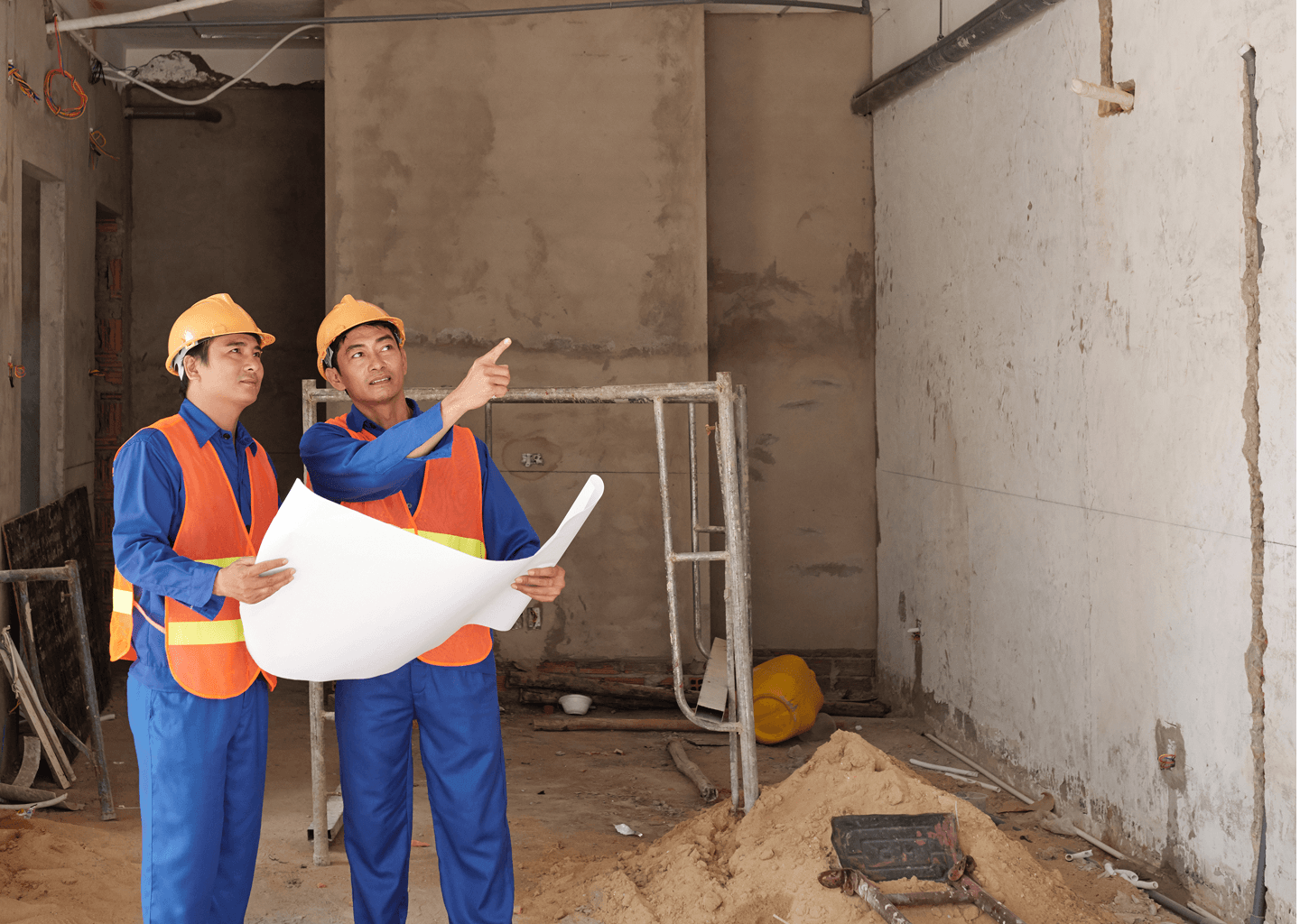 Trabalhadores em uma obra