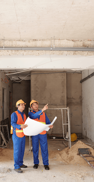 Trabalhadores em uma obra